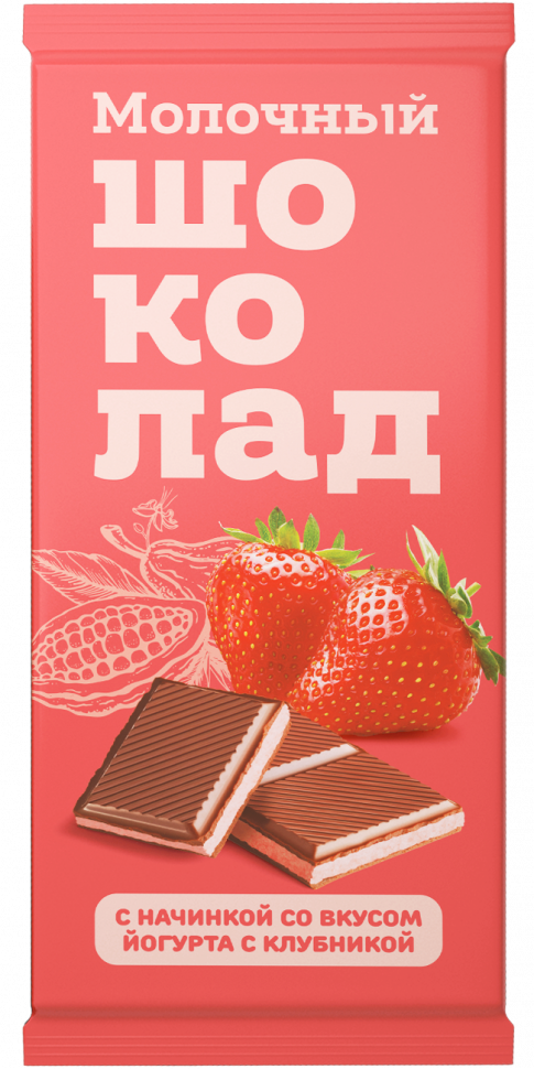  Меренга Шоколад молочный с начинкой Йогурт-Клубника,(блок 24шт по 80г)   в Биробиджане