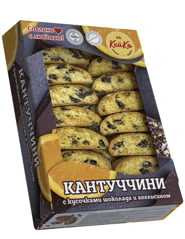  Кей Ко Кантуччини с кусочками шоколада и апельсином, 200г   в Биробиджане