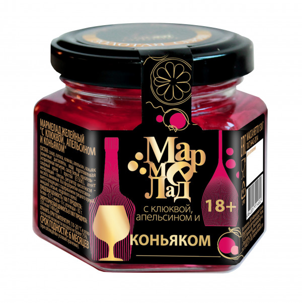 №2 Мармелад в банке "С клюквой, апельсином и коньяком" 130г (18+)   в Биробиджане